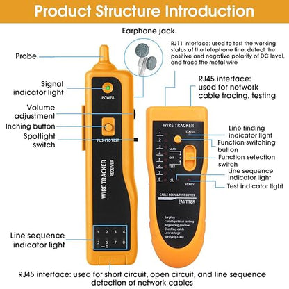 Cable Tracer Ethernet Network Cable Tester RJ45 RJ11 - Image 2