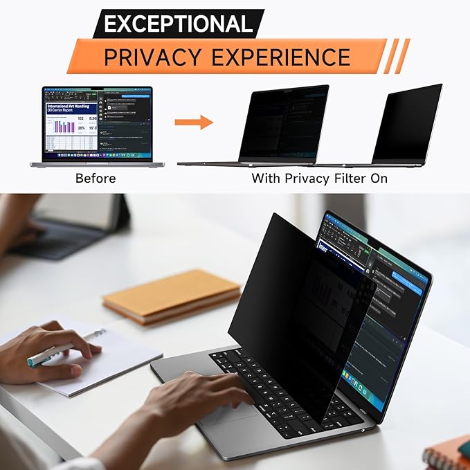 Privacy Screen for MacBook Pro 14 Inch, Matte Anti Glare Blue Light Filter - Image 2