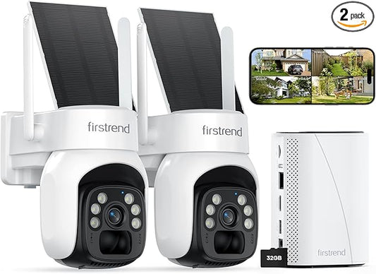 firstrend Solar Security Cameras Wireless Outdoor, 2K Color Night Vision by firstrend