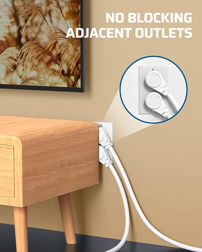 DEWENWILS 1FT Extension Cord Indoor, 14 Gauge Short Flat Plug Extension Cord - Image 4