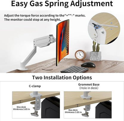 Suptek Monitor Mount Gas Spring Single Monitor Arm Desk Mount Stand Fully - Image 6