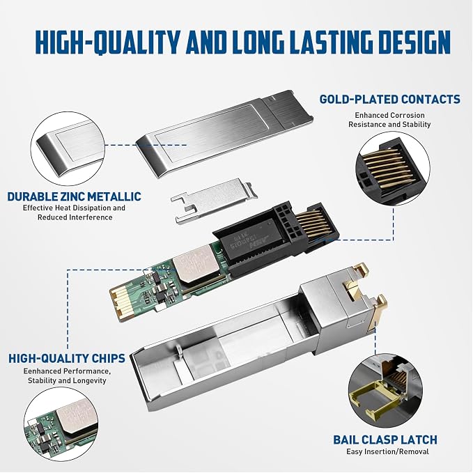 2-Pack 10G SFP+ to RJ45 Transceiver, Auto-Negotiation Copper SFP to Ethernet - Image 4