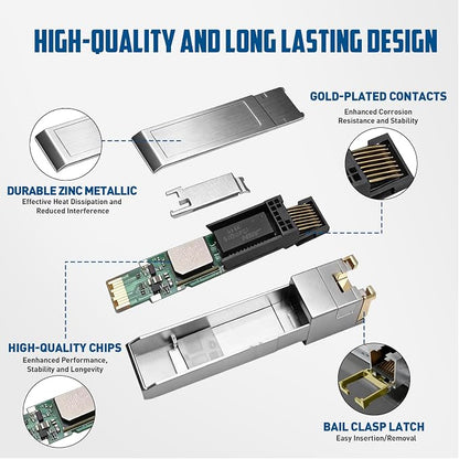 2-Pack 10G SFP+ to RJ45 Transceiver, Auto-Negotiation Copper SFP to Ethernet - Image 4