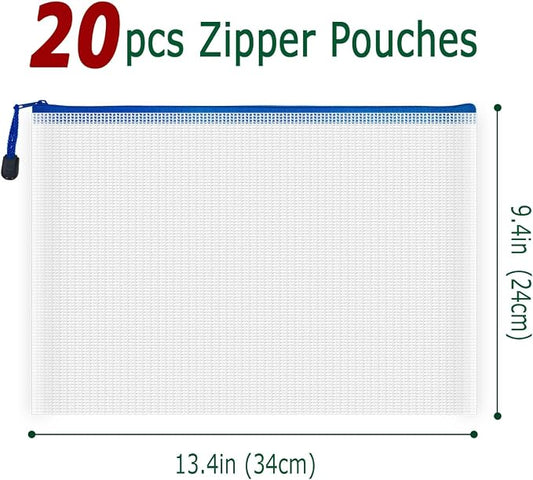 AUSTARK 20 Pcs Zipper File Bags, Plastic Mesh Pouch, Board Game Storage Bag - Image 2