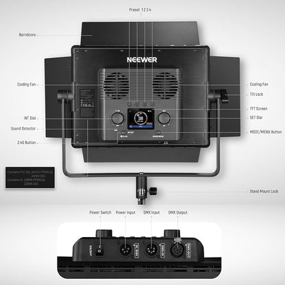 NEEWER PL60C RGB LED Panel Video Light APP/2.4G/DMX Control, 60W 23000Lux/0.5m - Image 2