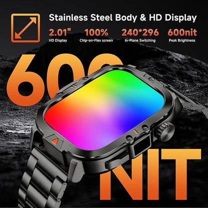 Smart Watch for Men Military Answer/Make Call 2.01″ Display 170+ Sports Modes - Image 6