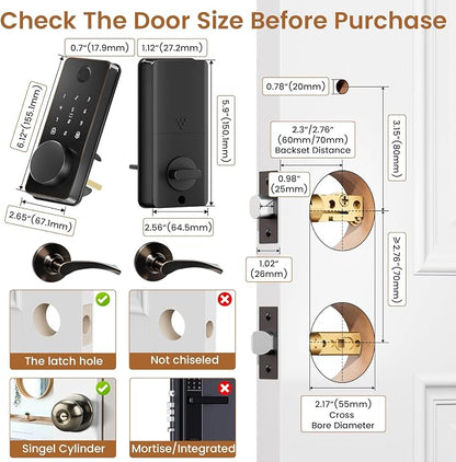 Keyless Entry Door Lock with 2 Lever Handles, Electronic Keypad Deadbolt - Image 8