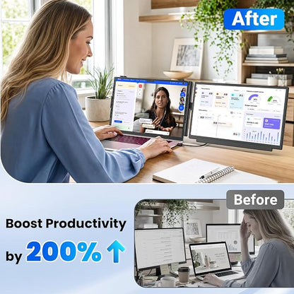Redalf 15.6" Laptop Screen Extender, FHD 1080P Portable Monitor, Detachable and - Image 4
