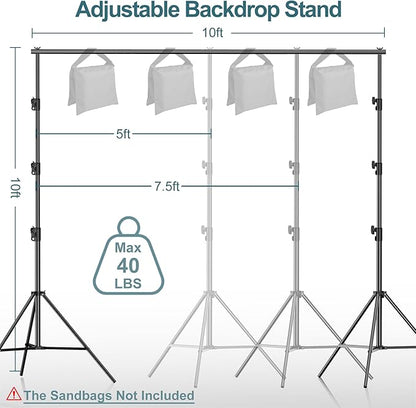 FUDESY Photo Video Studio 10 x 10Ft Heavy Duty Adjustable Backdrop Stand - Image 2