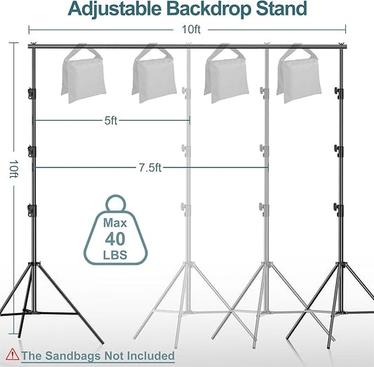 FUDESY Photo Video Studio 10 x 10Ft Heavy Duty Adjustable Backdrop Stand - Image 2