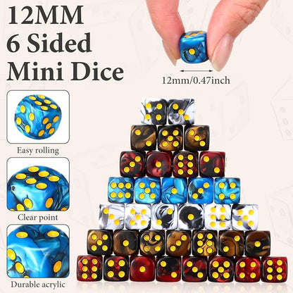 144 Pieces 12mm 6 Sided Mini Dice Set - Image 2