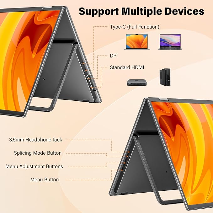 InnoView 18" 2K 100Hz Dual Portable Monitor 100% DCI-P3 Dual Monitor - Image 4