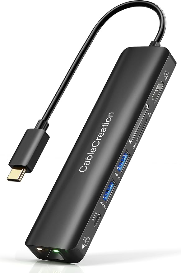 USB C Hub with Ethernet, CableCreation 7 in 1 4k@60Hz HDMI USB C Multiport by CableCreation