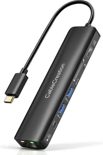 USB C Hub with Ethernet, CableCreation 7 in 1 4k@60Hz HDMI USB C Multiport by CableCreation
