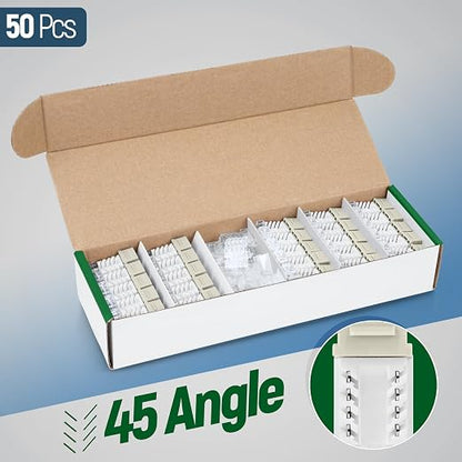 Everest 45° Angled RJ45 Cat6A Keystone Jacks 50-Pack in Ivory - Image 2