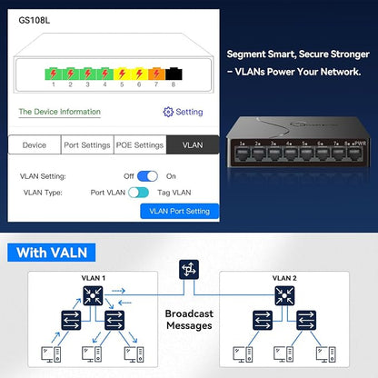 8-Port Gigabit Easy Smart Managed Ethernet Switch | Plug & Play Network Hub - Image 3
