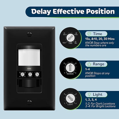 TOPGREENER Occupancy/Vacancy PIR Motion Sensor Light Switch, Learning Function - Image 5