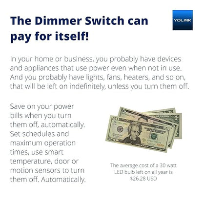 YoLink Smart Dimmer Switch, IFTTT Integration, Neutral Wire & YoLink Hub is - Image 4