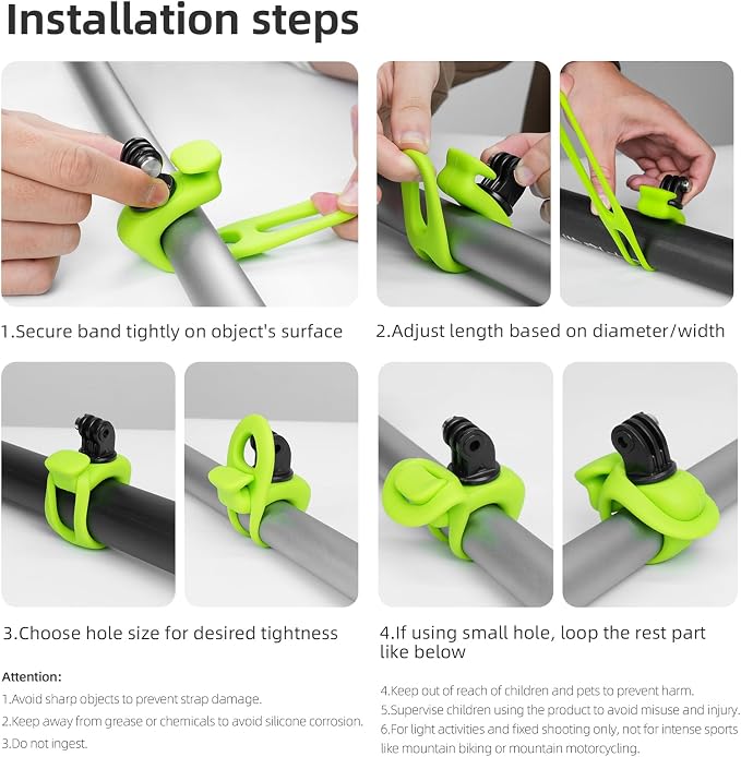TELESIN Camera 360 Strap Mount Flexible Wrap Band Bike Motorcycle Handlebar - Image 5