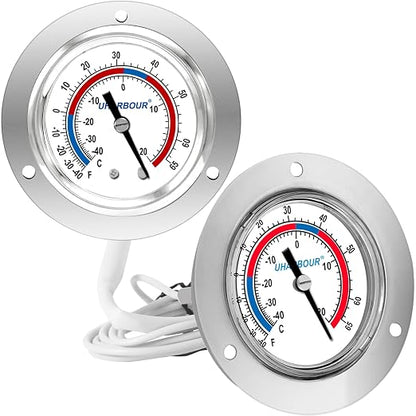 Cooler Thermometer Commercial, Walk in Cooler Thermometer, Analog Panel Mount by UHARBOURINSTRUMENT