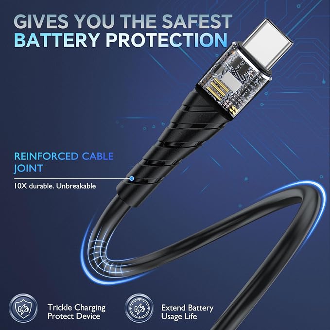 OIITH USB C Cable, USB A to USB C 3A Fast Charging Phone USB Type-C Charge - Image 6