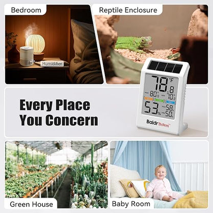BaldrTherm Room Thermometer Indoor Humidity Meter Solar Powered - Image 9