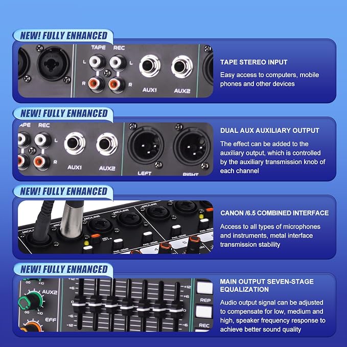 GF8 Pro Multi-Function 8-Channel Bluetooth DJ Sound Console - Image 4