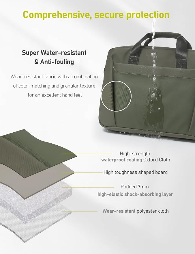 13-14 Inch Laptop Shoulder Bag Business Briefcase Water Resistant Computer - Image 3