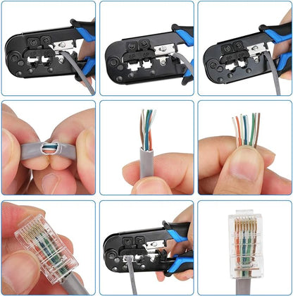 RJ45 Crimp Tool for Cat5 Cat5e Cat6, 8P/RJ-45 Crimp, Cut and Strip RJ45 - Image 5