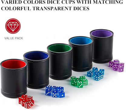 5 Pack Black Leather Dice Cups - Image 6