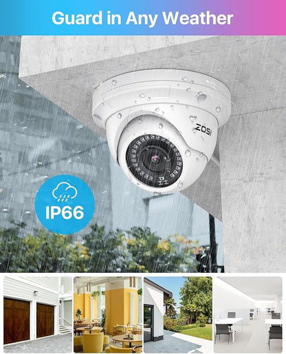 ZOSI 8CH PoE Home Security Camera System Outdoor Indoor, H.265+ 4K 8MP - Image 2