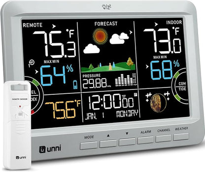 Weather Station Indoor Outdoor Thermometer Wireless, Home Atomic Clock by UUNNI