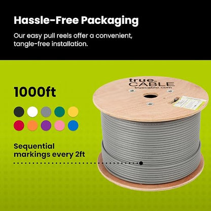 TRUE CABLE Cat6A Shielded Riser Bulk Ethernet Cable, 23AWG Solid Bare Copper - Image 5