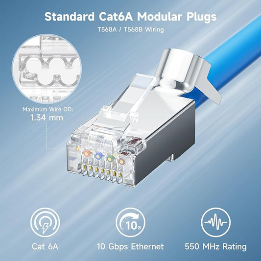 Cable Matters 50-Pack Cat6A RJ45 Shielded Modular Plugs - Image 2