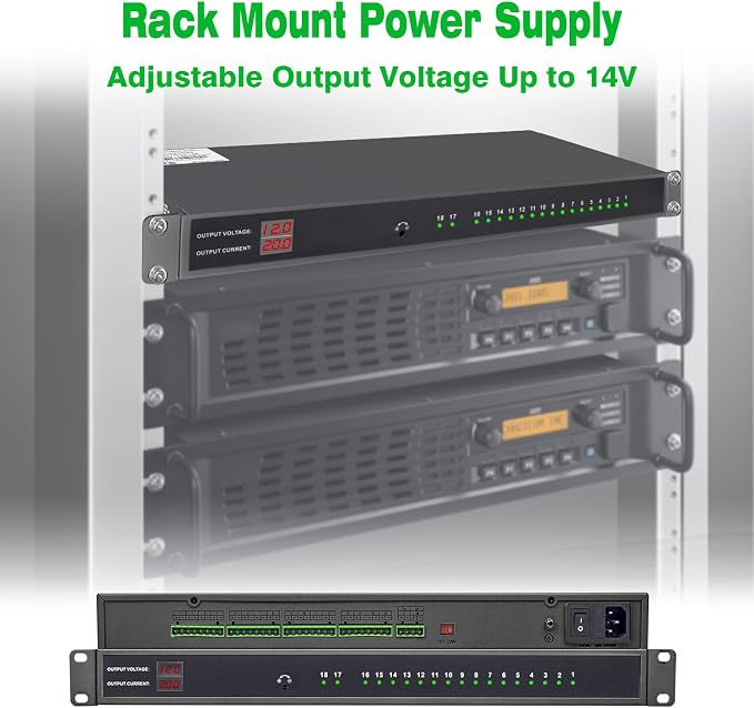 1U 18-Channel Rack Mount Power Supply – 12V 20A DC Output - Image 5