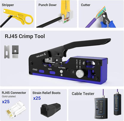 VCELINK RJ45 Crimp Tool Kit for CAT7, Upgraded Network Tool Set - Image 3