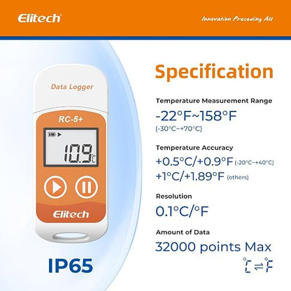 Elitech RC-5+ Digital PDF USB Temperature Data Logger Reusable Recorder - Image 4