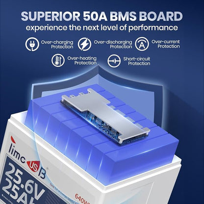 24V 25Ah LiFePO4 Battery, 2 Pack 2C High Discharge Rate Built-in 50A BMS 640Wh - Image 9