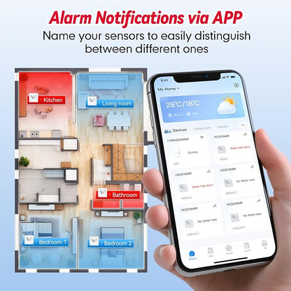 WiFi Water Leak Detector, Hub & Water Leak Sensor 3 Pack, Wireless Siren Alarm - Image 4
