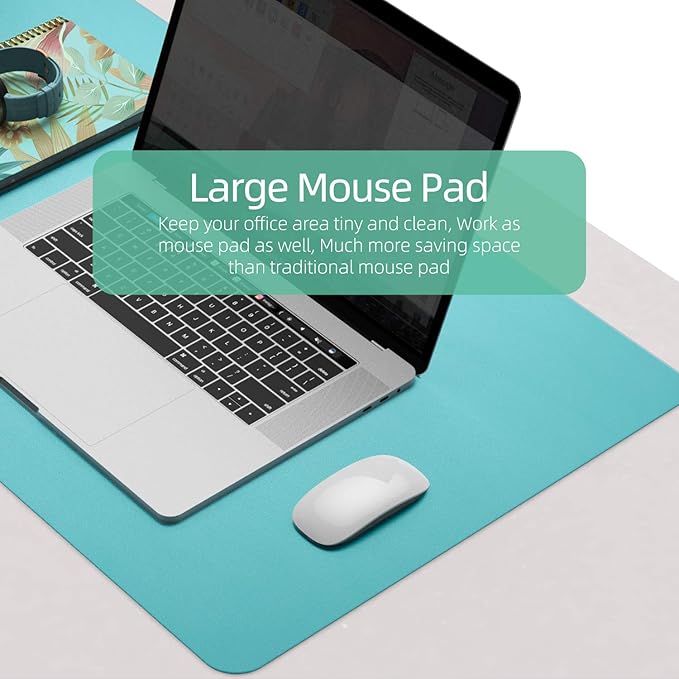 YSAGi Desk Pad, Desk Mat, 31.5" x 15.7" Laptop Leather Desk Pad Protector - Image 4