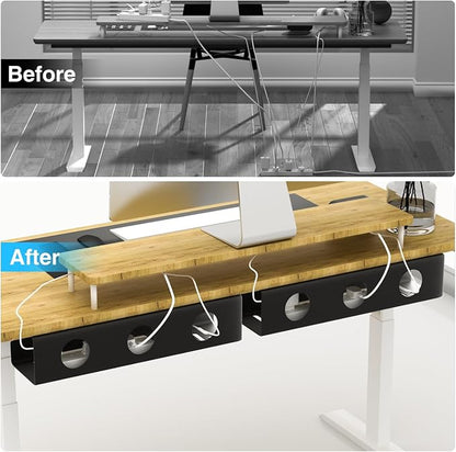 Self-Adhesive Under Desk Cable Management Tray 2 Pcs Steel Under Desk Wires - Image 2