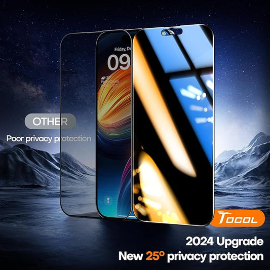TOCOL for iPhone 14 Pro Privacy Screen Protector True 25°Anti Spy 9H+ Hardness - Image 2