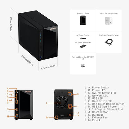 Asustor Drivestor 2 Pro Gen2 AS3302T v2, 2 Bay NAS, 1.7GHz Quad-Core, 2.5GbE - Image 7