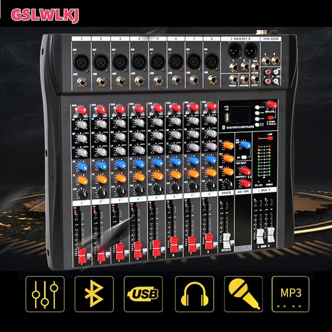 8 Channel Professional Digital Mixer Sound Board Console Bluetooth Live Studio - Image 4