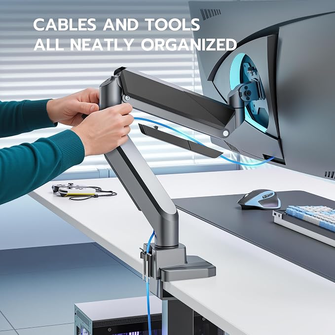 ARES WING Single Monitor Arm, Heavy Duty Adjustable Monitor Arm - Image 5
