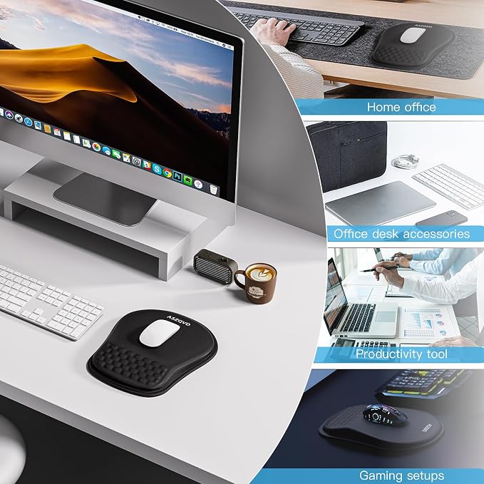 Mouse Pad with Wrist Rest, Ergonomic Mousepads with Wrist Support, Soft Lycra - Image 7
