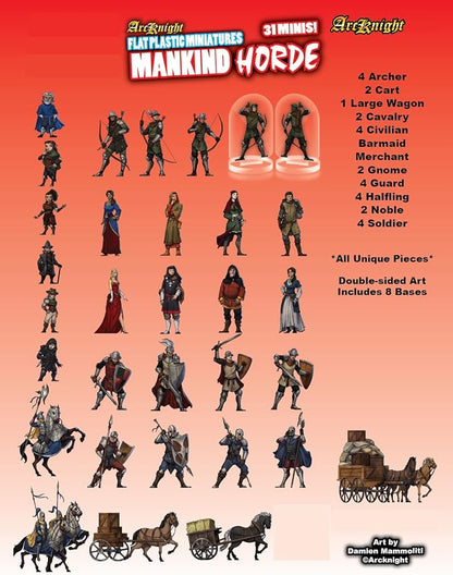 Arcknight Flat Plastic Miniatures: Mankind Horde; 31 Unique Human-Themed Enemy - Image 2