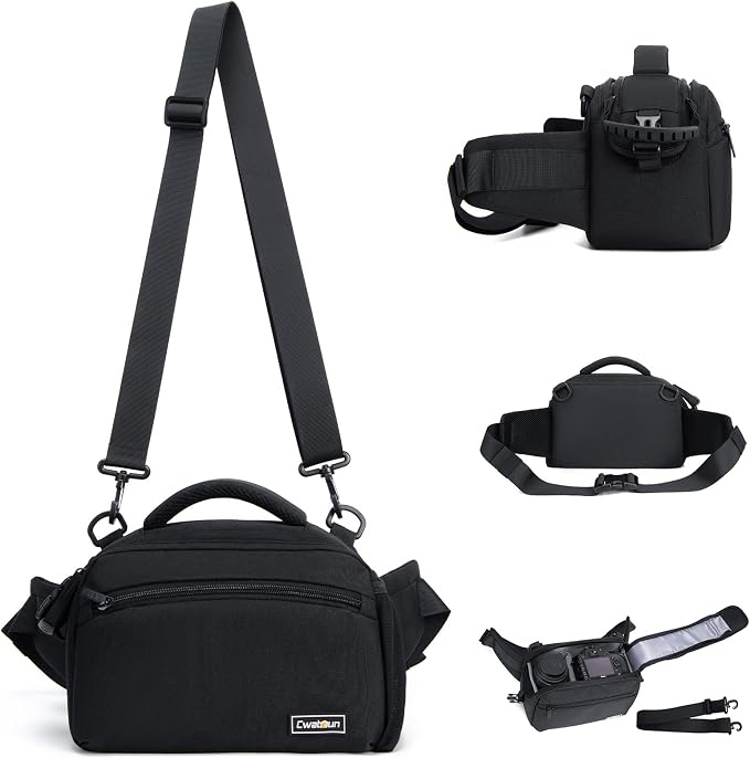 Cwatcun Waist Camera Case DSLR SLR Bag Sling Shoulder Camera Bag Water by FocusonCameraBag