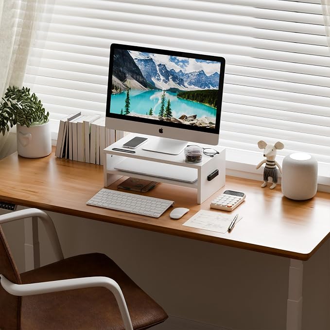 Marbrasse Monitor Stand Riser, 16.5 Inch 2 Tier Computer Printer Shelf Stand - Image 2