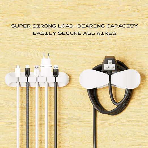 USB Cable Organizer Clips Cord Holder, 6 Packs White Self Adhesive Desk Cord - Image 6